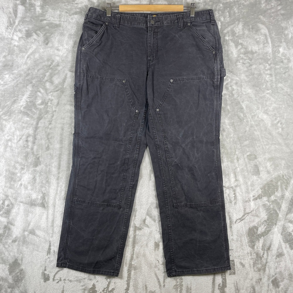 Carhartt Double Front Logger Pants Womens 16 Short fits 36x29 Black 102323